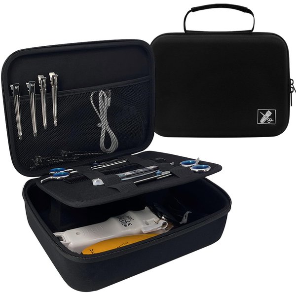 Hard Clipper Case for Barbers, Hair Clippers Travel Case for Hatteker/Oneisal/Wahl 5star/Andis Razor Guard Grooming Kits, Hair Cutting Barber Supplies Holder, Trimmer Organizer Storage Bag (Case Only)