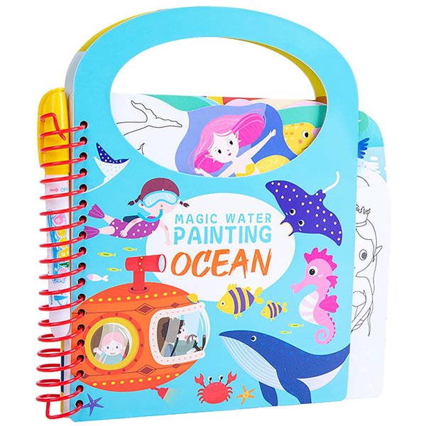 Water Coloring Book for Toddlers Water Painting Book Travel Toys No-Mess Coloring Activity Book Girls Boys Paint with Water Drawing Sticker Book