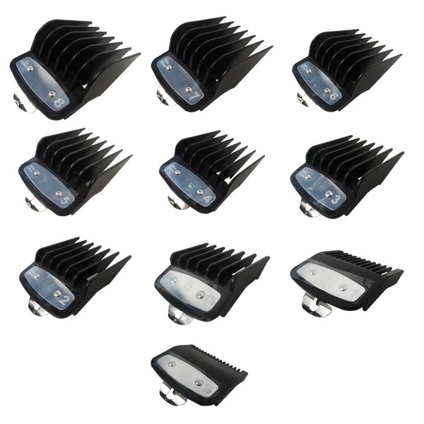 Latest Upgraded Metal Hair Clipper Guards Guide Combs,From 1/16inch to 1inch(1.5-25mm), For Wahl Professional Clippers/Trimmer(Black 10 pack)