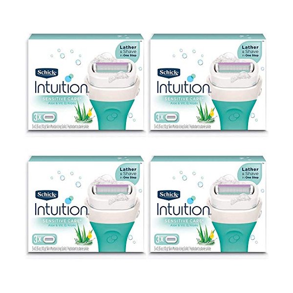 Schick Intuition Pure Nourishment Womens Razor Refills with Coconut Milk and Almond Oil, 3 Count (Pack of 4)