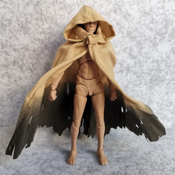 1/12 Scale Doll Clothes Action Figure Cloak for 6 inches 1:12 Action Figure Clothes (Sand Color Hooded)