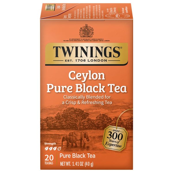 Twinings Ceylon Orange Pekoe Tea Individually Wrapped Tea Bags, 20 Count Pack of 6, Crisp Refreshing Black Tea, Caffeinated