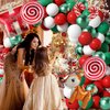 ZFUNBO Christmas Balloons Garland Arch Kit, 85 Pcs Red Green White Balloons with Candy Elk Santa Claus Gift Box Mylar Balloons for Candy Theme Baby Shower Birthday Christmas party Decoration