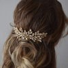 Jakawin Bride Crystal Wedding Hair Vine Gold Rhinestone Hair Piece Bridal Headpiece Hair Accessories for Women and Girls HV162