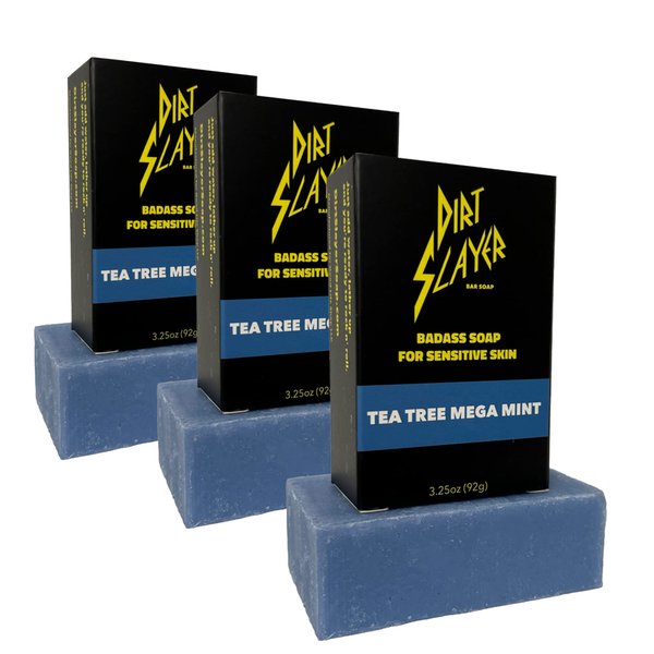 Dirt Slayer All Natural Bar Soap (3 Pack Tea Tree Mega Mint)