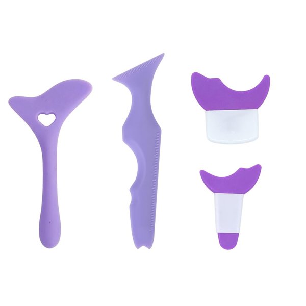 Eoopoon 4Pcs Eyeliner Stencils, Multifunctional Eye Makeup Tool for Women as Eyelash Shield/Eyebrow Shaping/Jaw Line/Lip Line, Beginners Friendly,Purple