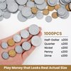 YTYOTO 1000 Pcs Fake Coins for Kids Learning, Plastic Play Coins for Teaching,200 Pennies, 200 Nickels, 200 Dimes, 200 Quarters, 200 Half-Dollars for Kids Pretend Play Store Or Cash Register