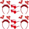 Fahacop 8 Pack Valentine's Day Headband Set Red Sequin Heart Headband and Heart Sunglasses for Wedding Valentine Festival Party Headwear Accessories