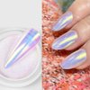 2Boxes Mirror Neon Aurora Nail Art Glitter Powders Mermaid Chrome Pigment Dust 0.3g Manicure DIY Nail Art Decoration Sponge Stick Dip Powder Nail Art Chrome Pigment (Aurora Powder)