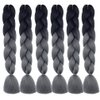 BALINGHAIR Braiding Hair Extensions Ombre Black to Dark Grey Professional High Temperature Kanekalon Braids Hair 24 Inch(B35-6Packs)