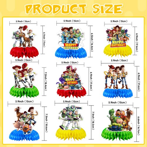 9Pcs Honeycomb Party Centerpiece Table Decorations Birthday Party Supplies Decor,Birthday Cake Decor for Themed Birthday Party.