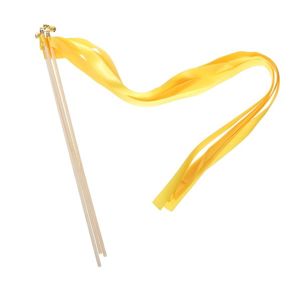 MECCANIXITY 20Pcs Wedding Ribbon Sticks Party Ribbon Streamers Sticks for Wedding Party Celebration Yellow