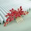 BERYUAN Women Girls Bridal Red Crystal Rhinestone Wedding Hair Comb Teardrop Rhinestone Wedding Headpiece Silver Gold Wedding Hair Accessories Bridal Headband for Brides Bridesmaid (red)