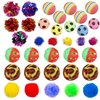 Allazone 35 PCS Cat Toys Balls Set, 7 Style Pompoms Kitten Toy Paper Balls Thread Ball, Foam Balls for Cats Colorful Rainbow Ball, Interactive Cat Toy for Cats to Play, Training