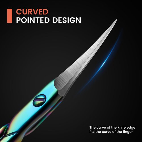 BEZOX Curved Cuticle Scissors - Precision Manicure Scissor Nail Cuticle Trimmer, Professional Stainless Steel Nail Scissors for Cuticle Care, Cuticle Cutter Small Scissors for Women - Rainbow