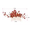 Alilang Red Crystal Rhinestone Bride Wedding Hair Comb Golden Leaf Bridal Hair Accessories