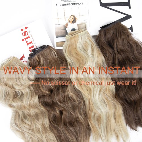 MaopaoBeauty 4PCS 20 Inches Hair Extensions Clip in Long Curly Hair Extensions Natural Thick Hair Pieces for Women (Reddish Brown Mixed Ash Blonde)