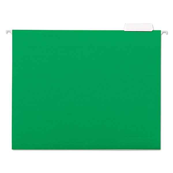 Universal UNV14117EE 1/5-Cut Tab Deluxe Bright Color Hanging File Folders - Letter Size, Bright Green (25/Box)