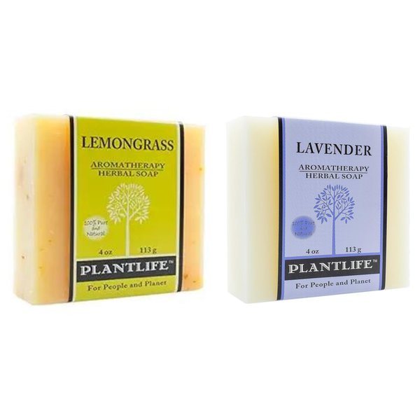 Plantlife Lemongrass & Lavender Bar Soap Bundle of 2 - Moisturizing and Soothing Soap for Your Skin - Hand Crafted Using Plant-Based Ingredients - Made in California 4oz Bar