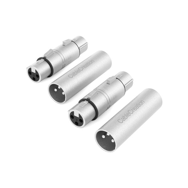 CableCreation [2-Pair XLR Male to Male & XLR Female to Female 3PIN Adapter Connector Compatible with Microphone,Mixer,Silver