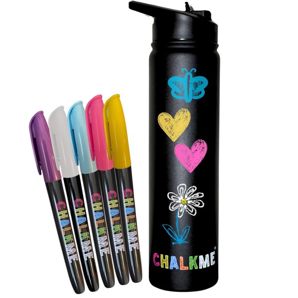 CHALKME 25oz Water Bottle For Kids Stainless Steel. Markers For Kids. Crafts For Kids Ages 4-8. Gifts. Girl Boys Toys Age 4-6. Stocking Stuffers. Kids Christmas Gifts. Thanksgiving Crafts For Kids