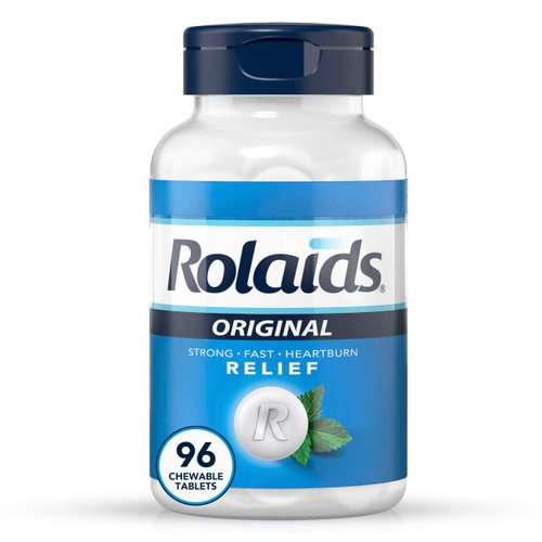 Rolaids Original Strength Antacid, 96 Chewable Tablets, Mint Flavor, Original Strength Heartburn Relief