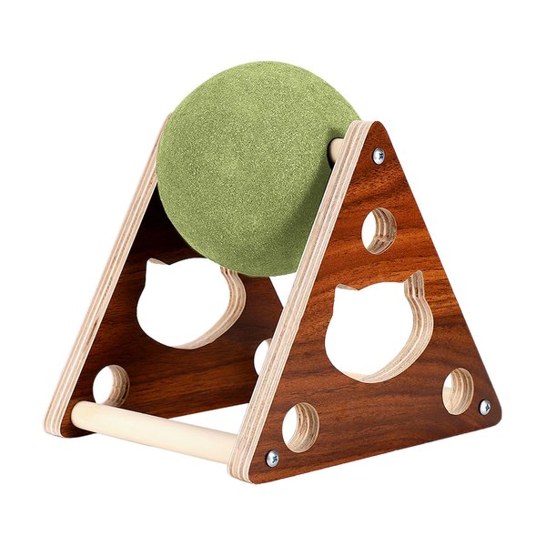 lasuroa Cat Mint Ball Toy, Catnip Ball with Wood Stand Rotatable Catnip Roller Ball Funny Cat Nip Balls Catnip Floor Toys Catnip Toy for Cat Playing (Green)