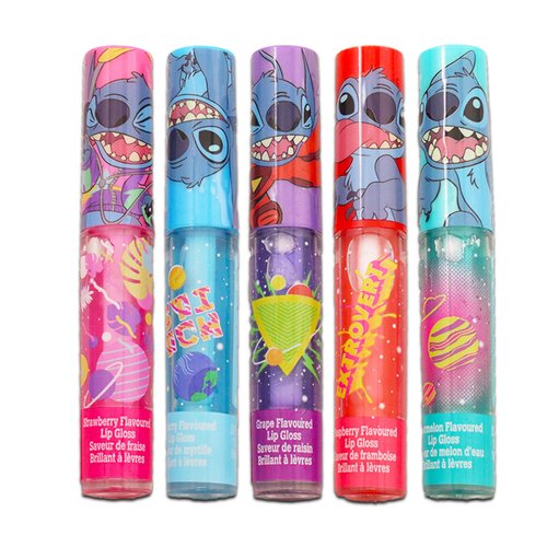 Stitch Lip Gloss Bundle for Girls – 5 Pack of Stitch Glosses for Lips in Assorted Flavors Plus Stickers, More | Stitch Party Favors for Kids