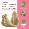 GOO GOO Clip in Hair Extensions Real Human Hair, 18inch 150g 9Pcs, 16/22 Light Blonde Highlighted Golden Blonde, Remy Human Hair Extensions Clip ins for Women, Natural Human Hair