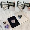WUOJI Cute Glitter Color Heart Shape Collapsible Expandable Multi Functional Mobile Phone Grip & Kickstand (Pink)
