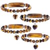 TUMBEELLUWA Healing Stone Bracelet 8mm Beads Chakra Crystal Energy Heart Charm Bracelet Handmade Jewelry for Women, Tiger's Eye