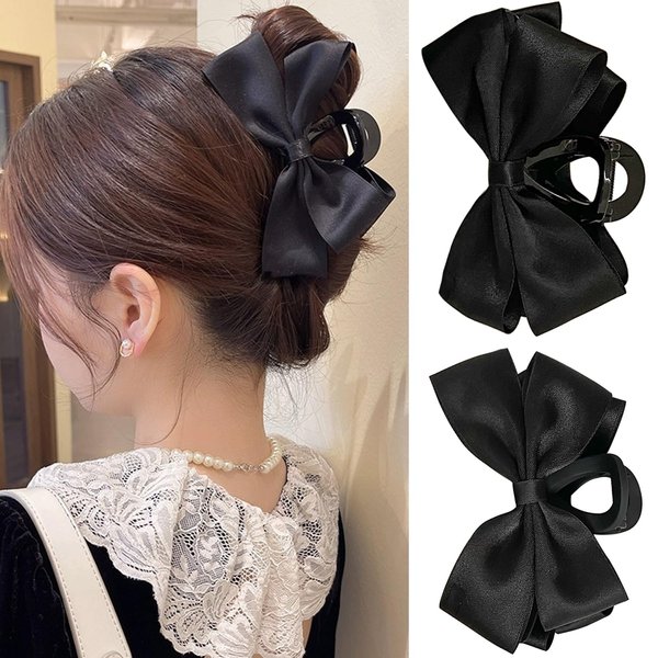 Hair Bows Claw Clip for Women Girls,Premium black Bow-knot Hair Clips for Women Thick Hair & Thin Hair,Big Bows Hair Clips,Nonslip Bows Claw Clips for Women, Bow Clips for Women,Bow Clips