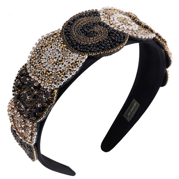 QIANXUAN Rhinestones Headbands For Women's Hair Accessories Headbands Embellished Headbands For Women's Hair Fashion Crystal Beaded Headbands For Women Bling Chains Diamond