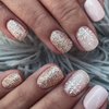Christmas Press on Nails Square Short Fake Nails Pink False Nails With Snowflake Designs Glitter Full Cover Stick on Nails Acrylic Xmas Winter Artificial Nails Glue on Nails for Women 24Pcs