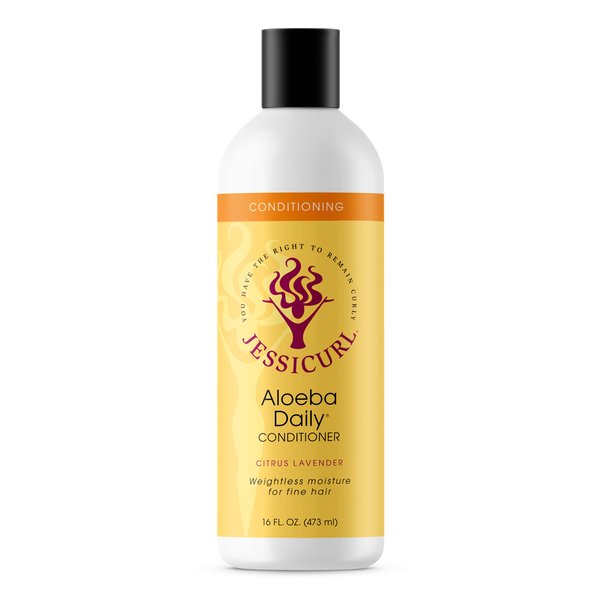 Jessicurl, Aloeba Daily Conditioner for Curly Hair, Citrus Lavender, 16 Fl oz. Leave in Conditioner and Hair Detangler for Fine Hair