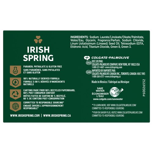 Irish Spring Deodorant Bar Soap, Original, 3.75 oz bars, 3 ea (Pack of 9)