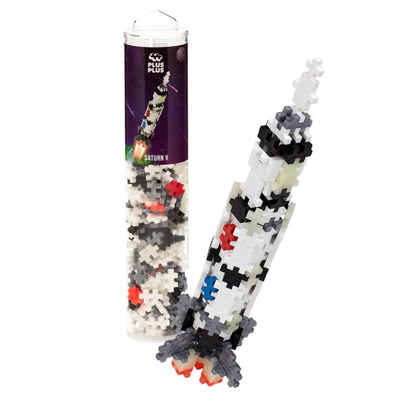 PLUS PLUS – Mini Maker Tube – Saturn V Rocket, Apollo 11 Space Playset – 240 Piece, Construction Building STEM | STEAM Toy, Interlocking Mini Puzzle Blocks for Kids