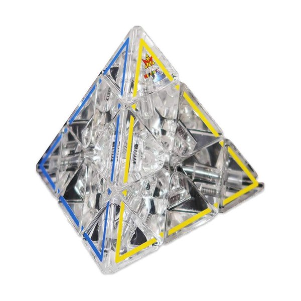 Project Genius Pyraminx Crystal- Limited Edition, 50th Anniversary Clear Edition of Pyraminx, Speed Cube, One-player games, Twisty Puzzle, Brain Teasers, Multi-Color, Puzzle Cube, Gift for Children