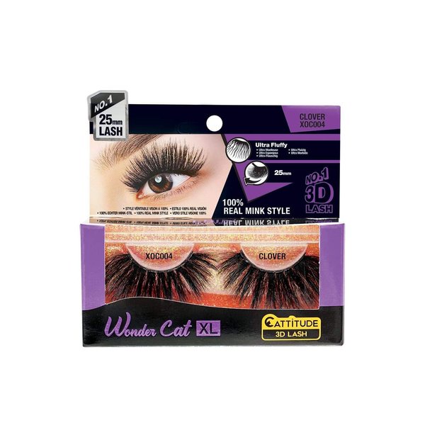 CATTITUDE 3D LASHES Clover Wonder Cat XL Faux Mink False Eyelashes, Lightweight & Reusable, Cruelty-Free