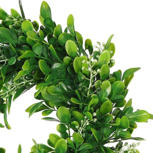 LSKYTOP 2 Pack Boxwood Wreath Round Wreath Artificial Wreath Green Leaves Wreath Door Wall Window Decoration,12Inch/PC