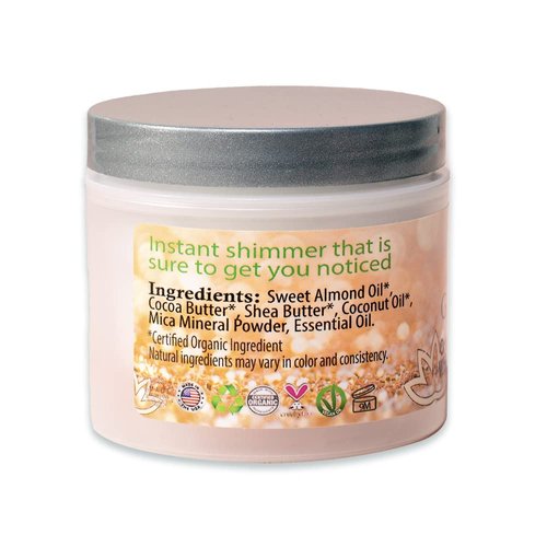 GLIMMER GODDESS Organic Whipped Body Butter - Subtle Level 1 Diamond Shimmer, 4.0 oz