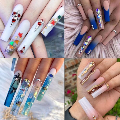 UNA GELLA Extra Long Tapered Sqaure Nail Tips Full Cover 504pcs No C Curve Clear Gel Nail Tips XXL Long Straight Nails Tips Acrylic Nails Long Square Gel X Nails for DIY Nail Art 12 Sizes