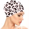 Marsolly Swim Cap Women, Silicone Swimming Cap for Long Hair with Leopard Printed Pink