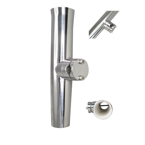 Pactrade Marine 4PCS Kayak Canoe Boat Durable Solid Stainless Steel 316 Tournament Style Clamp-On Fishing Rod Holder for Rail 7/8'' to 1''