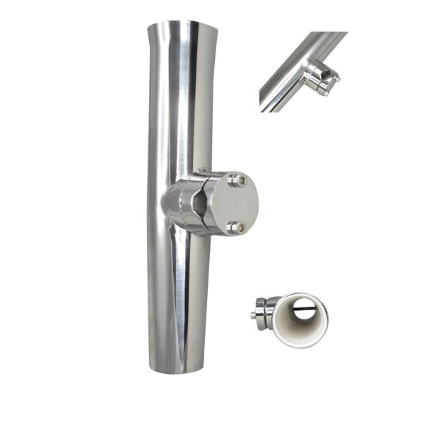 Pactrade Marine 4PCS Kayak Canoe Boat Durable Solid Stainless Steel 316 Tournament Style Clamp-On Fishing Rod Holder for Rail 7/8'' to 1''