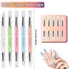 10PCS Nail Art Gel Carving Pen Acrylic Nail Dotting Pen Rhinestone Handle Double-Ended Silicone Nail Art Pen Brushes for Design Nail Foil Carving Drawing and 3D Effect Shaping Drawing Dotting Tools