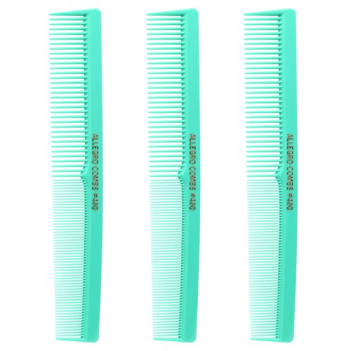 Allegro Combs 420 Hair Stylist Barbers Cutting Combs Beard Comb Mustache Mens Women Toddler Boys Braiding Hair Parting USA 3 Pc. (Fresh mint)