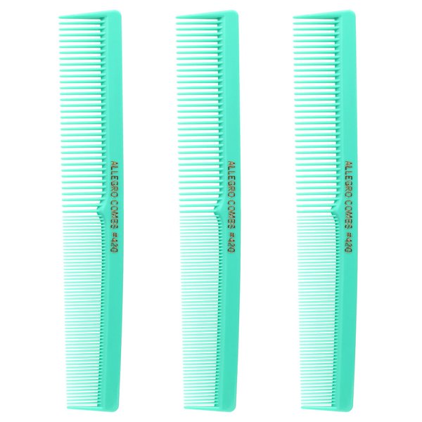 Allegro Combs 420 Hair Stylist Barbers Cutting Combs Beard Comb Mustache Mens Women Toddler Boys Braiding Hair Parting USA 3 Pc. (Fresh mint)