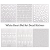 White Heart Nail Art Decal Stickers for Nail Art Designs and Nail Decorations Self Adhesive Nail Decals for Women Girls Kids for Fingernails Acrylic Nails Decor (6 Sheets)