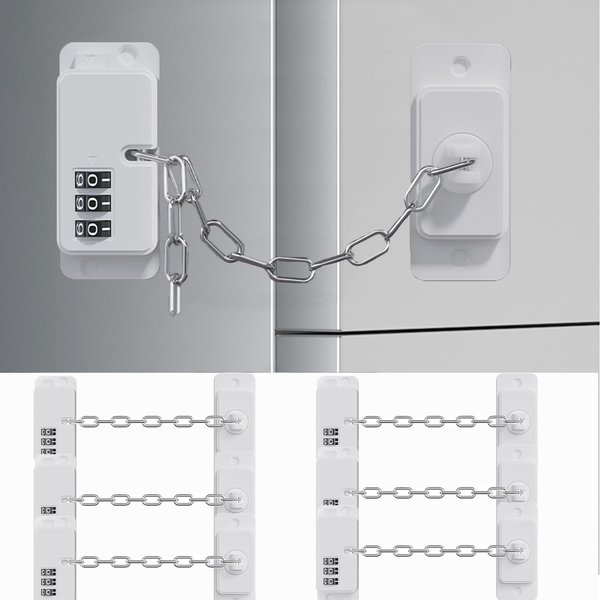 CMINGJ (6 Pack) Refrigerator Lock with code for Babies, Child Safety Digital combination lock for Fridge, Cabinets, Window and door, Adjustable cabinets Lock for Babies, Kids and Toddlers (White)